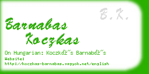 barnabas koczkas business card